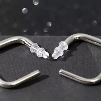 Серьги металл "Квадрат" пустой, цвет серебро