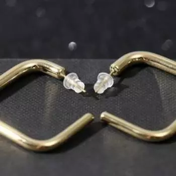 Серьги металл "Квадрат" пустой, цвет золото