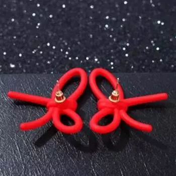 Серьги металл "Лауд" бантики, цвет красный