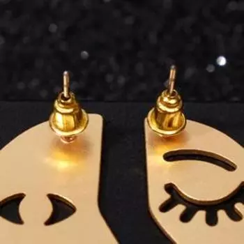 Серьги металл «Луна» половинки, цвет золото