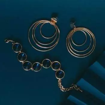 Серьги металл «Маятник» цвет золото