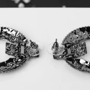 Серьги металл "Мятость" круг, цвет серый