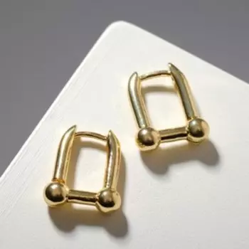 Серьги металл «Овал» бусины, цвет золото