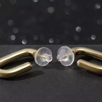 Серьги металл "Овал" линия, цвет золото