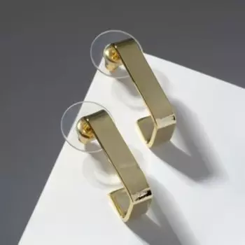 Серьги металл "Пластина" прямая, цвет золото