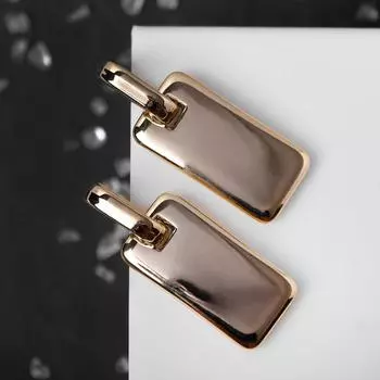 Серьги металл "Прямоугольник" плита, цвет золото