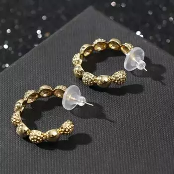 Серьги металл "Ряд шаров", цвет золото