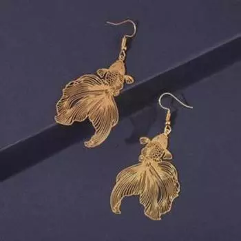 Серьги металл «Рыбка» волшебство, цвет золото