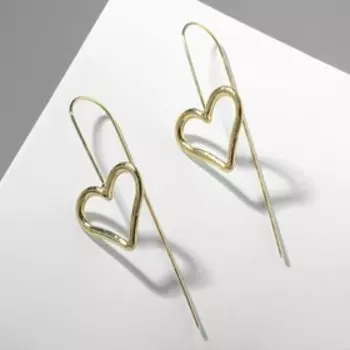 Серьги металл "Сердечки" дуги, цвет золото