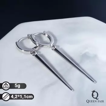 Серьги металл «Шипы» удлинённые, цвет серебро