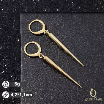 Серьги металл «Шипы» удлинённые, цвет золото