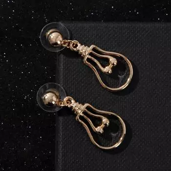 Серьги металл "Сиеста" лампочки, цвет золото