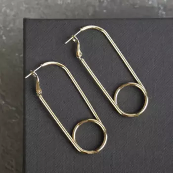 Серьги металл "Стиль" крупные булавки, цвет золото