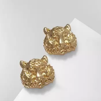 Серьги металл «Тигр», цвет золото