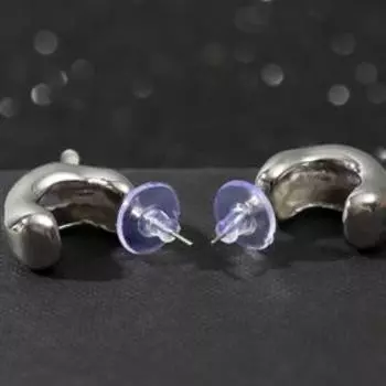 Серьги металл "Улитка" прорыв, цвет серебро