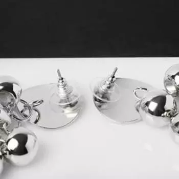 Серьги металл «Виноград» диск, цвет серебро