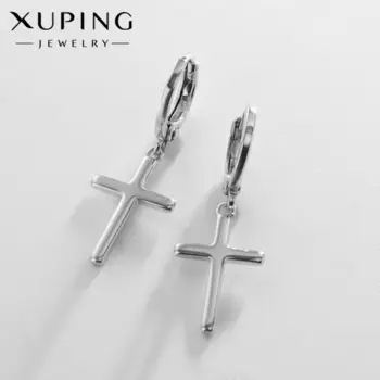 Серьги металл XUPING крестики, цвет серебро
