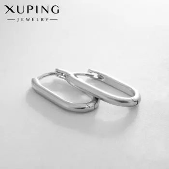Серьги металл XUPING овал, цвет серебро