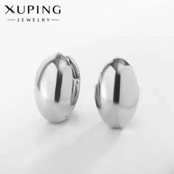 Серьги металл XUPING овал, объёмный, цвет серебро