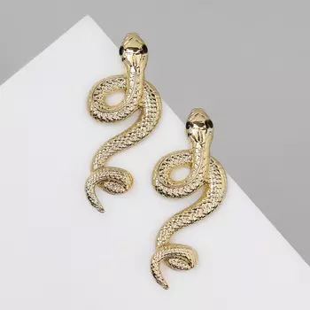Серьги металл «Змея» пламенное желание, цвет золото