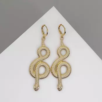 Серьги металл «Змея» восемь, цвет белый в золоте