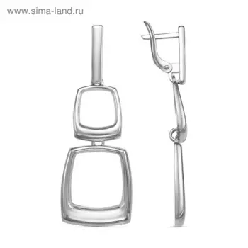 Серьги «Минимал» квадраты, посеребрение с оксидированием