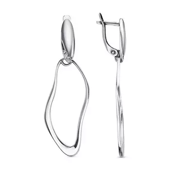 Серьги «Минимал» мятые линии, посеребрение с оксидированием