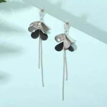 Серьги "Модерн" волшебство, цвет чёрный в серебре