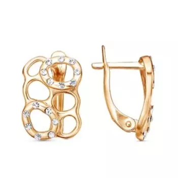 Серьги "Молекула", розовое золочение, цвет белый