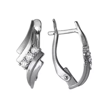 Серьги "Молния" дуо, посеребрение с оксидированием