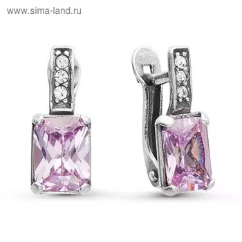 Серьги "На торжество" прямоугольник, посеребрение с оксидированием