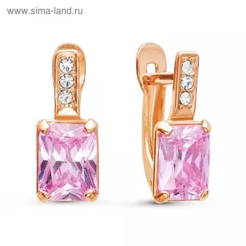 Серьги "На торжество" прямоугольник, позолота, цвет сиреневый