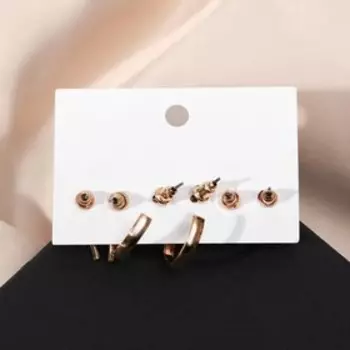 Серьги набор 3 пары «Нежность» узелок, цвет золото, d=2