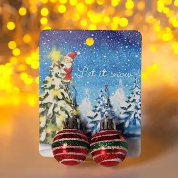 Серьги «Новогодние» ёлочные шарики, блеск, цвет красно-зелёный в серебре