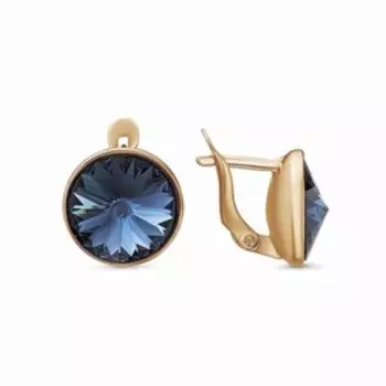 Серьги "Око", позолота, цвет тёмно-синий