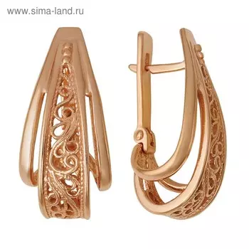 Серьги «Петли» с орнаментом, розовое золочение