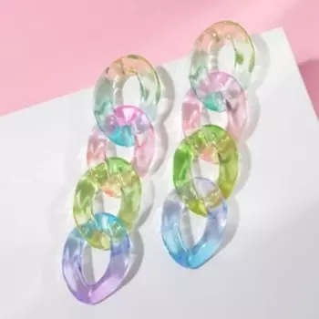 Серьги пластик «Цепь» полупрозрачные, цветные