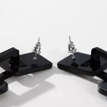 Серьги пластик "Глянец", цвет чёрный