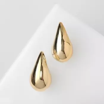 Серьги пластик «Капля» изогнутая мах, цвет золото