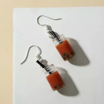 Серьги пластик «Коктейль», цвет коричневый