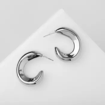 Серьги пластик «Майя» крюг, цвет серебро
