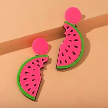 Серьги пластик «Вкусняшка» арбузики, цвет чёрно-розовый
