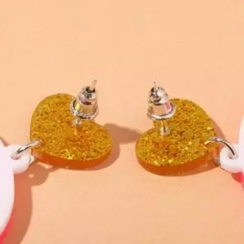 Серьги акриловые «Вкусняшка» мороженое в рожке, розово-голубые в золоте