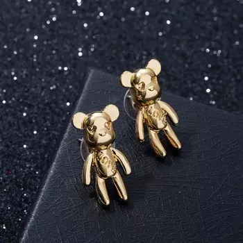 Серьги металл «Плюшевый мишка», цвет золото
