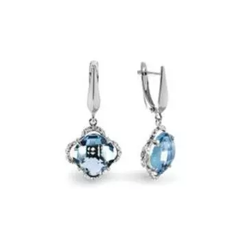 Серьги посеребрение "Цветочек" 14-06687, цвет синий в серебре