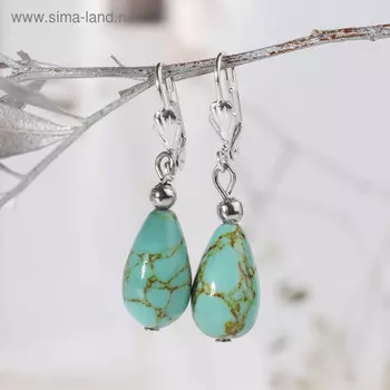 Серьги посеребрение капля "Бирюза старая"