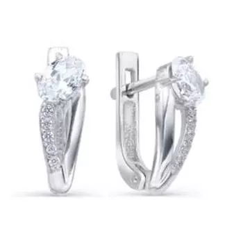 Серьги посеребрение "Красота" 10-05185, цвет белый в серебре