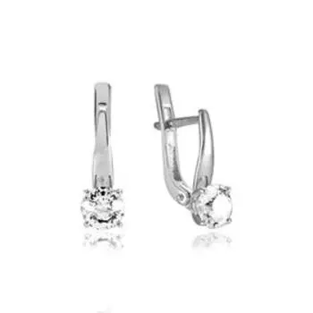 Серьги посеребрение "Красота" 10-06391, цвет белый в серебре