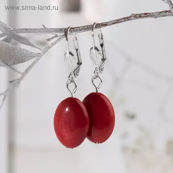 Серьги посеребрение овал "Коралл"