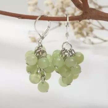 Серьги посеребрение шар №6 "Оникс" гроздья